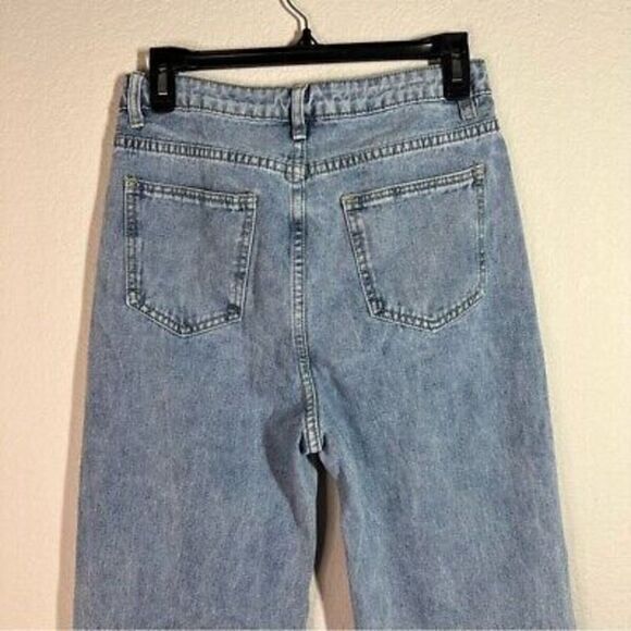 Dazy Womens Wide Leg Jeans Light Wash Distressed‎ Cotton Denim Size Large - Picture 5 of 9